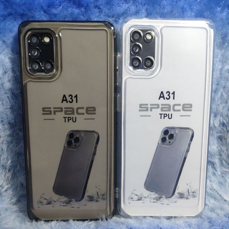 Softcase Space Transparan Samsung A31 Silikon 2.1MM+Protec Camera case mewah original