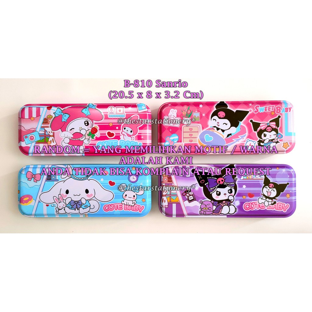

(1 Biji) GROSIR Kotak Pensil Kaleng Sanrio B-810 / Tempat Pensil Kaleng 20.5*8*3.2 Cm