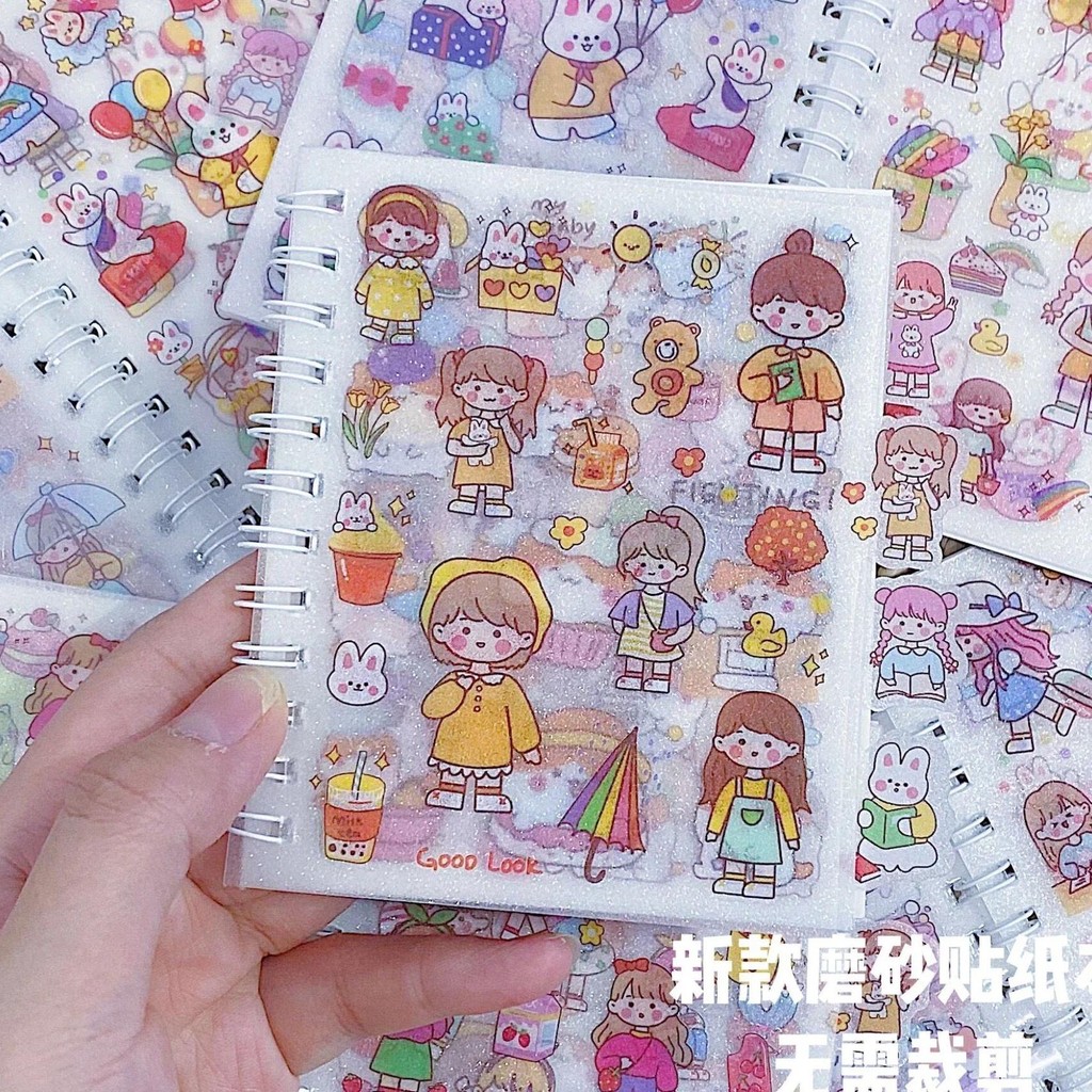 

Frosted Handbook Stickers Cartoon DIY Decorative Material Sticker Cute Waterproof Journal Sticker Book School Supplies