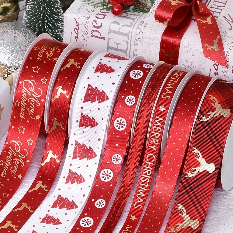

5Yards Christmas Ribbon Printed Christmas Polyester Ribbon For Handmade Design Christma Decoration DIY Cake Bouquet Gift Packing