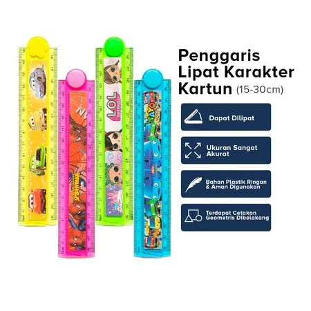 

Penggaris Lipat 30cm Karakter Kartun / Penggaris Anak Fancy Geometri
