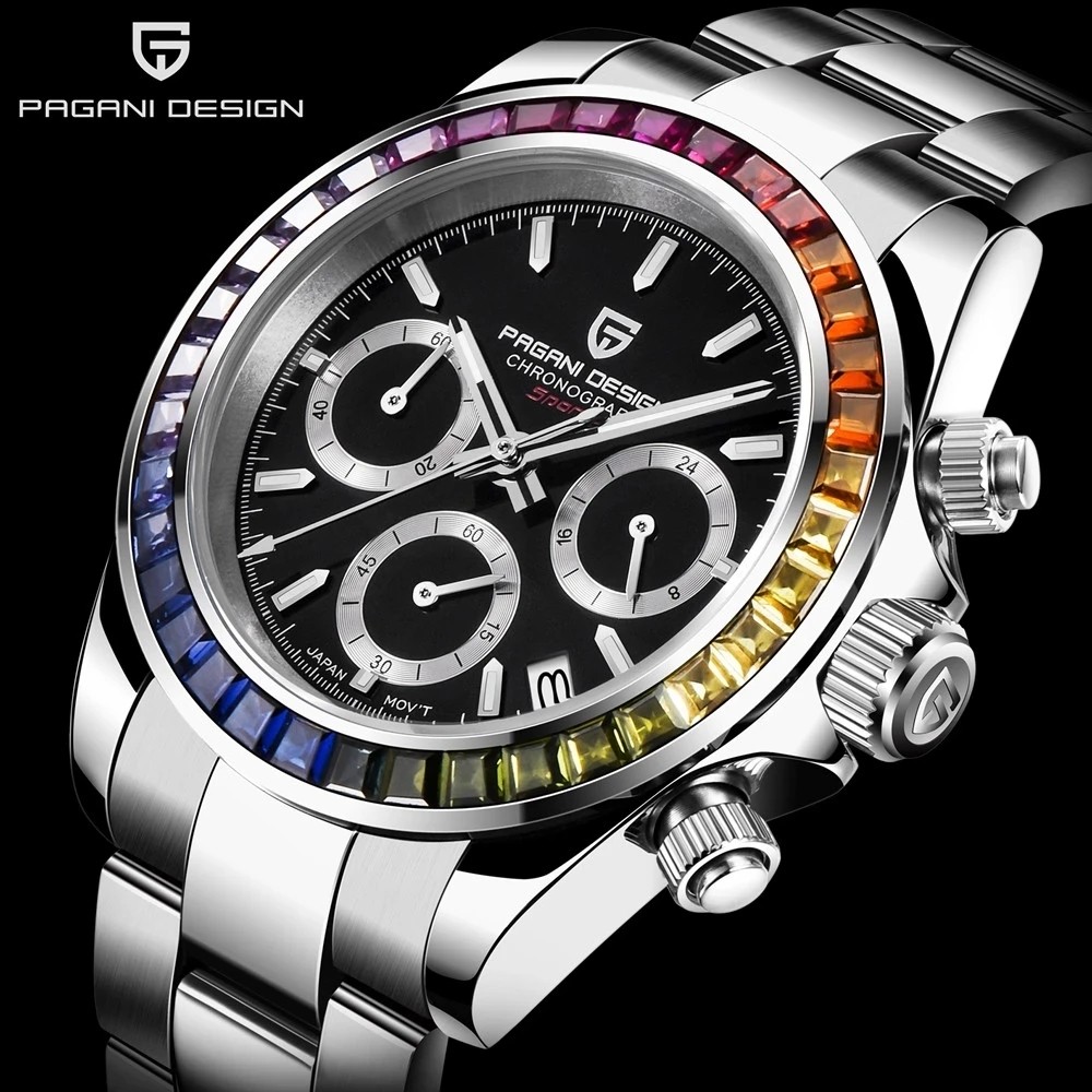 jam pria jam terbaru 2023 PAGANI DESIGN New Rainbow Bezel Sport Watch Men Quartz Stainless Steel 100
