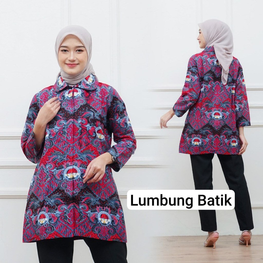 Baju batik PPDI Persatuan Perangkat Desa Indonesia Pria dan Wanita Tanpa Furing