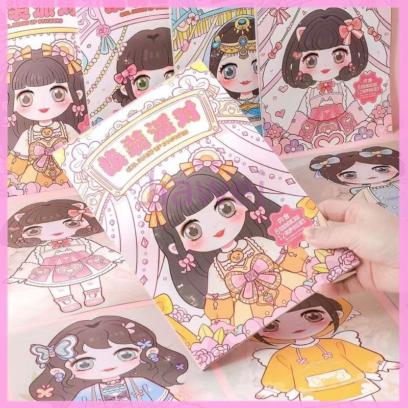 

Jiawei Buku Stiker Ganti Pakaian Mode DIY/Buku Stiker Rias Putri Cantik/Ratusan Stiker Rias Lucu Pertunjukan Rias