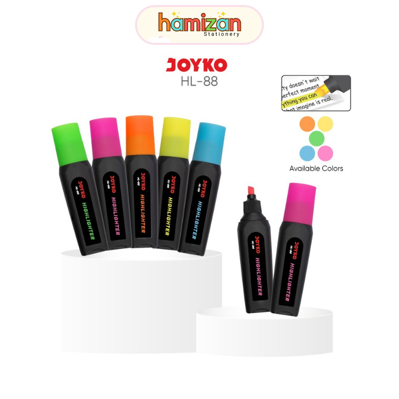 

( 1 Pcs ) HL-88 Joyko Highlighter Neon Colour / Penanda Berwarna HL88 tersedia 5 Warna / Penanda Berwarna Highlighter Joyko HL-88 Murah Berkualitas