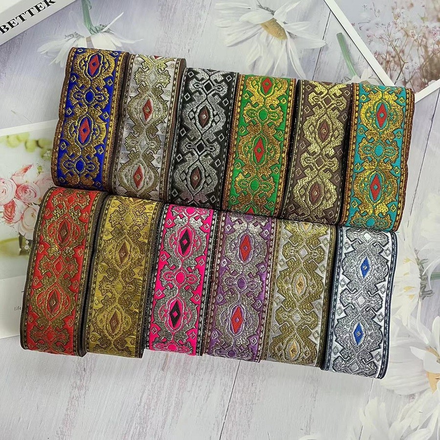 

Woven Jacquard Ribbon Trims, Geometric Pattern for Curtain and Clothing Accessory, Size 5cm, LS-2691, 10Yards/lots