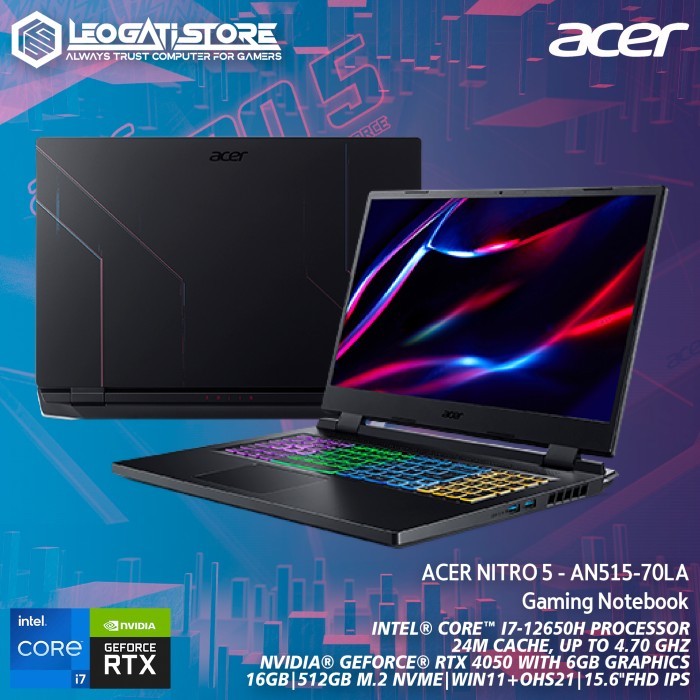 ACER Nitro 5-AN515-70LA - Core™ i7-12650H/16GB/512GB/RTX4050 6GB