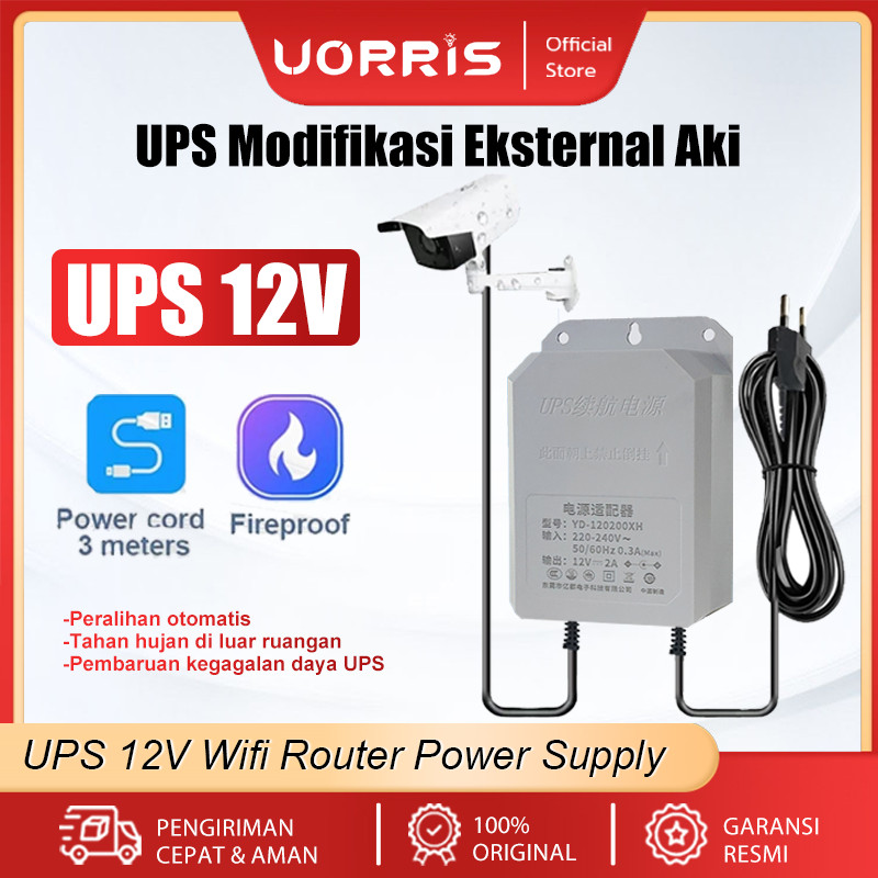 UORRIS UPS UPS Mini 12V 2A Adaptor CCTV Power DC Mini UPS Untuk WiFi CCTV Cadangan Baterai