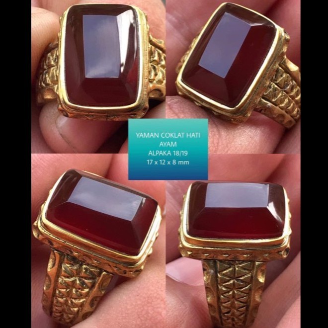 Cincin Batu Akik Motif Gambar Red Baron Yaman Ahmar Merah Unik Antik 5