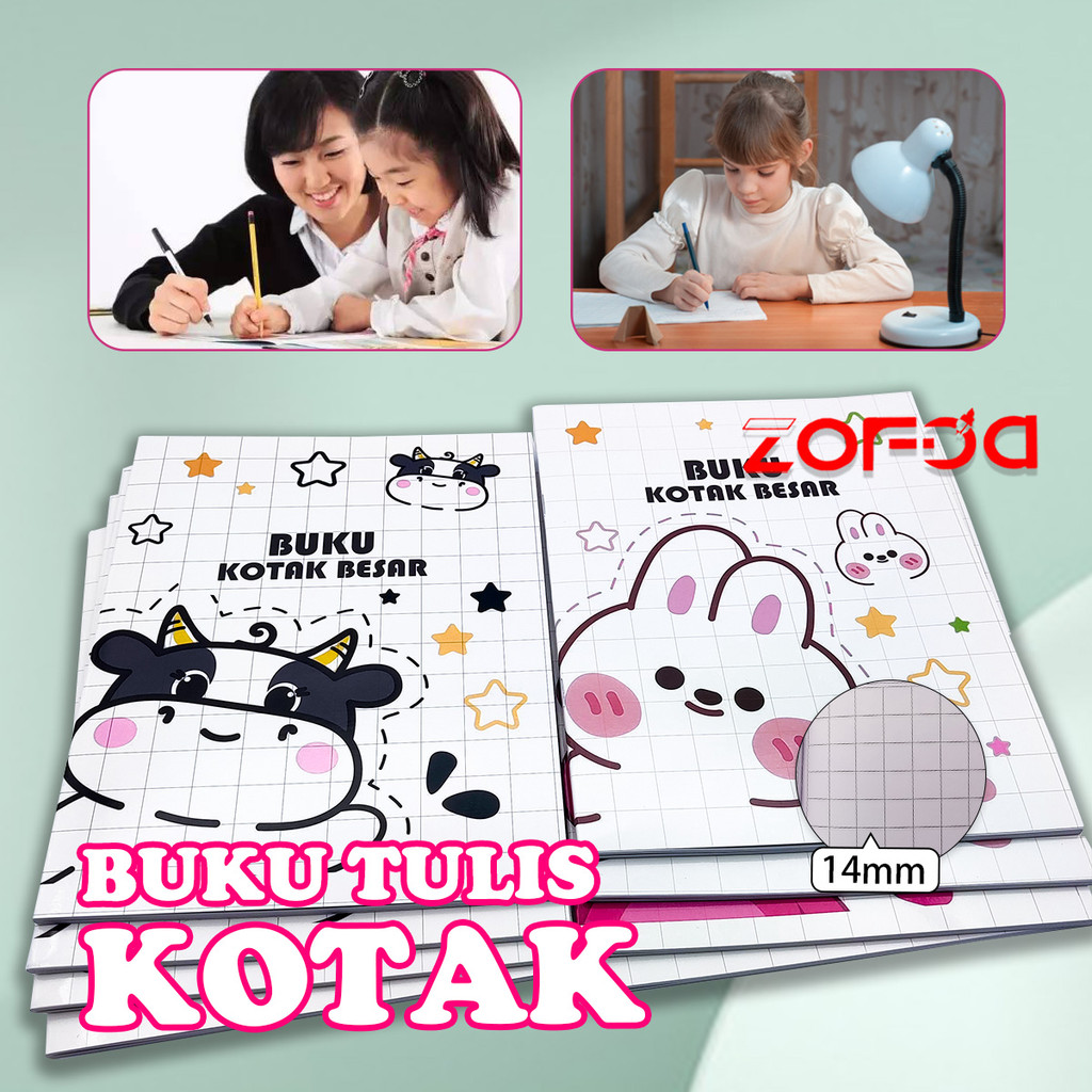 

ZOFDA 14mm Buku Kotak Besar Buku Latihan Bahasa Buku Catatan Seri Binatang yang lucu Berisi 38 Lembar Sekolah Dasar/Kelas Bawah perlengkapan sekolah