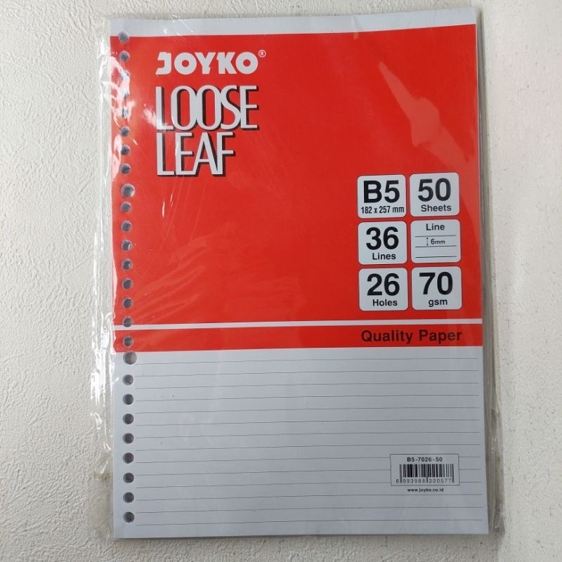 

Isi file binder besar B5 50lbr JOYKO LOOSE LEAF