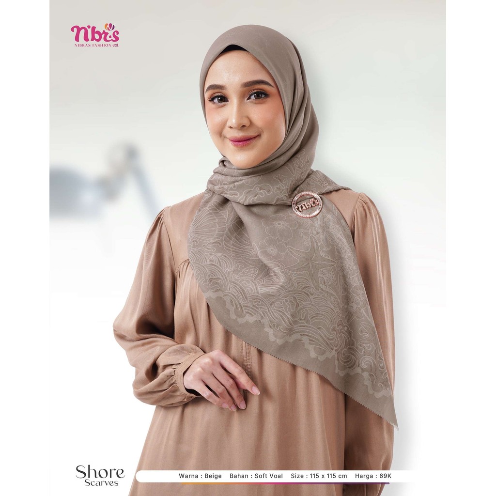 Nibras Shore Scarves | Hijab Nibras Motif Premium | Hijab Segi Empat Premium | Hijab Motif Keikinian