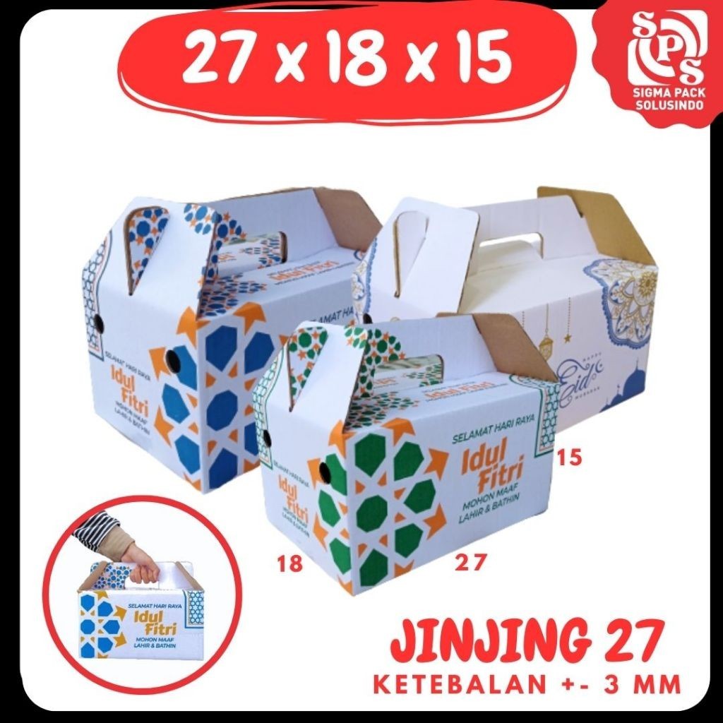 

Box 27x18x15 (Jinjing) Gable Box Kardus Packing/Polos/buah/hampers Lebaran MEDIAPACK