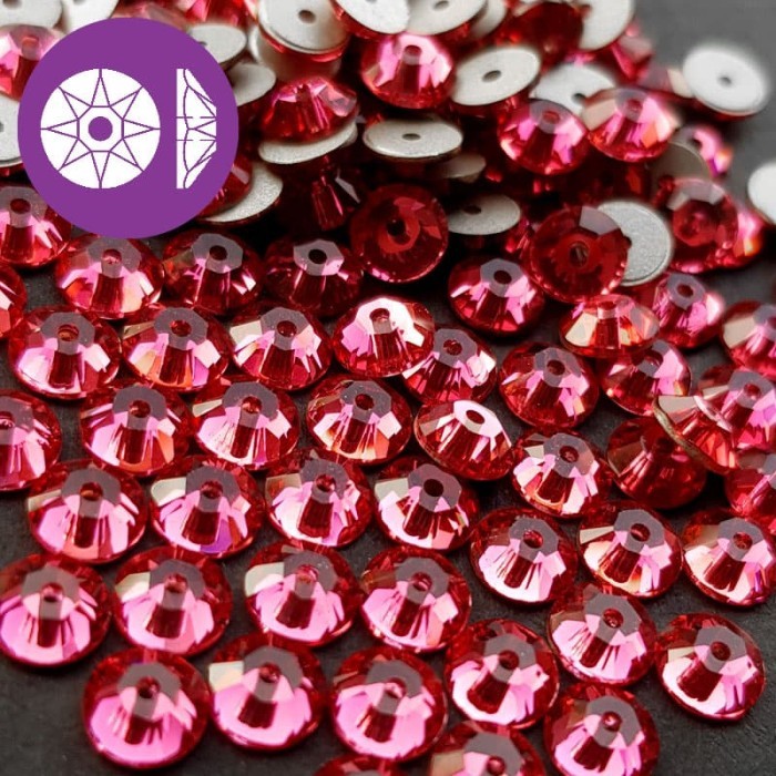 Swarovski Payet Jahit Bulat Lochrose 5mm - Pink Kristal