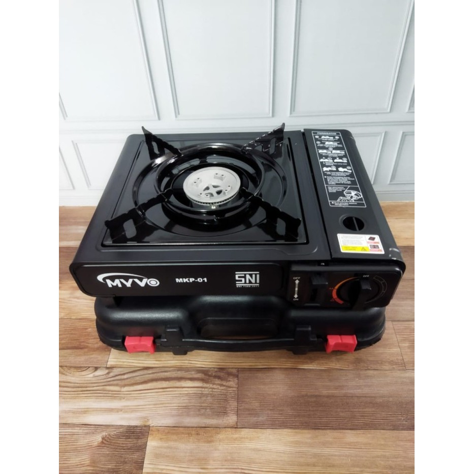Paket Barbeque / BBQ Set Kompor Myvo + Grill Pan Panjang + Tabung Gas - Myvo Hitam