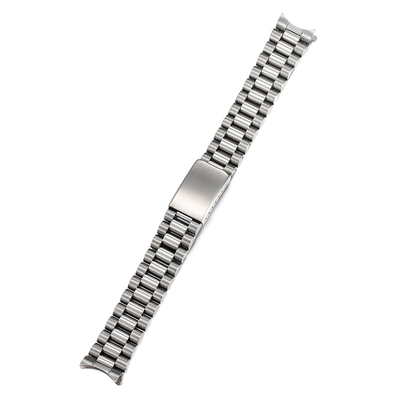 316L Stainless Steel 20mm Silver President Curved End Watch Band Strap Bracelet Fits For Seiko Rolex