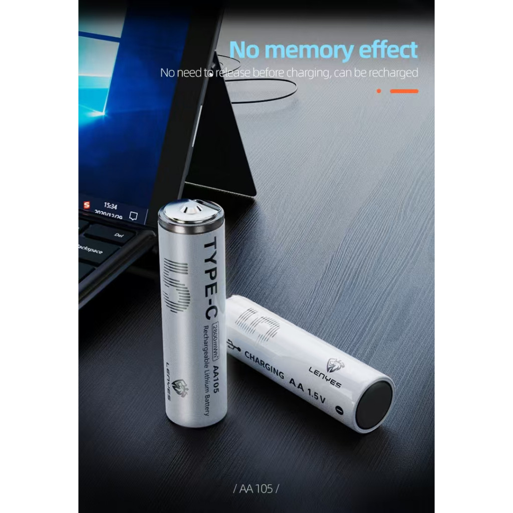 Baterai Charge Isi Ulang LENYES AA105 AA 1.5V Rechargeable Lithium Battery 2800mWh Batu Batre Cas
