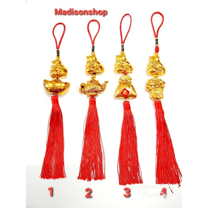 

Gantungan Tikus Emas susun 2 Tali Hoki Dekorasi Parcel Bingkisan Imlek