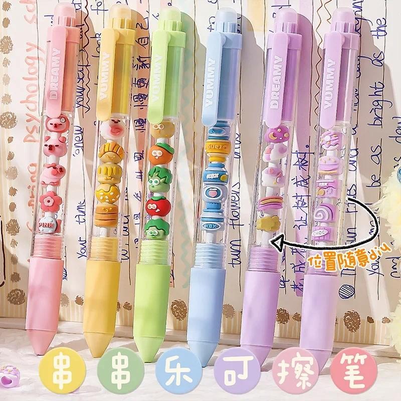 

2Pcs Kawaii Erasable Gel Pens 0.5mm Cute DIY Detachable pen Blue Gel Ink with eraser Student Stationery Office School supplies