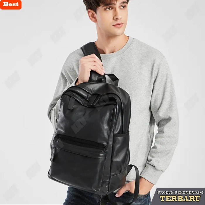 tas ransel pria murah berkualitas Tas Ransel Laptop Backpack Korea Style Pria Wanita Kulit Import 00