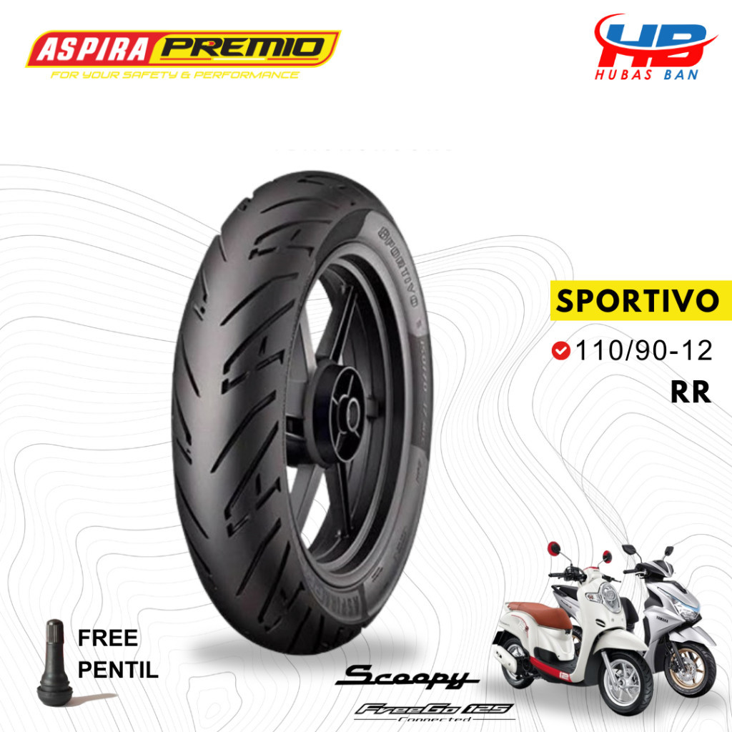 Ban Scoopy Freego Aspira Premio Sportivo 110 90 Ring 12 Ban Belakang Tubeless