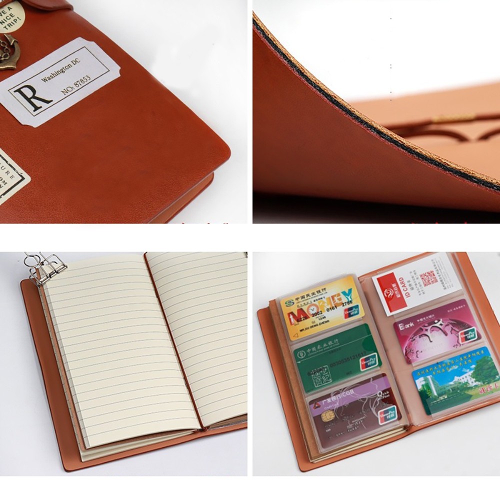 

[Whispers] [DOTDING] Buku Catatan A6 Mini Notebook Travel Diary Kulit Lentur Spiral Tali Vintage
