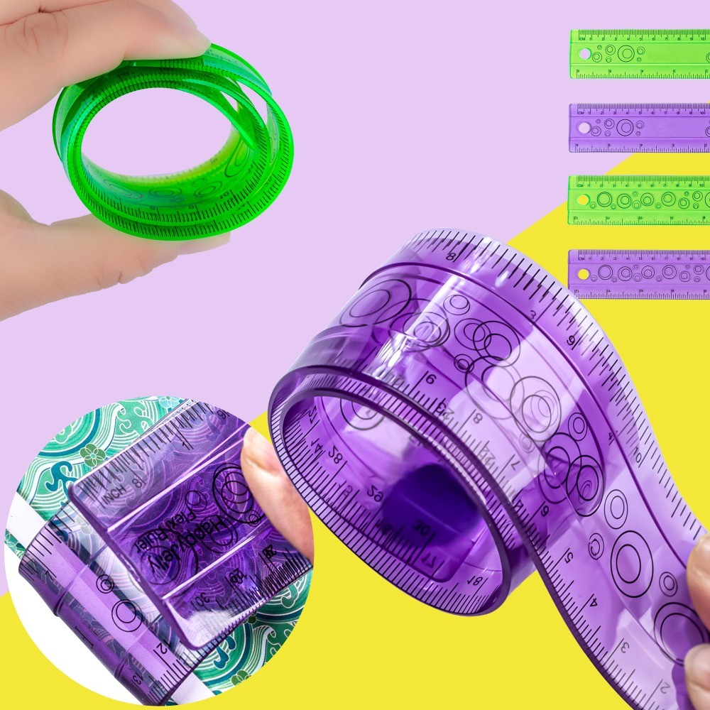 

15/30cm Flexible Soft Ruler Set Transparent Measure Drawing Tool Colorful Childrens Folding Ruler Plastic School Office Supplies
