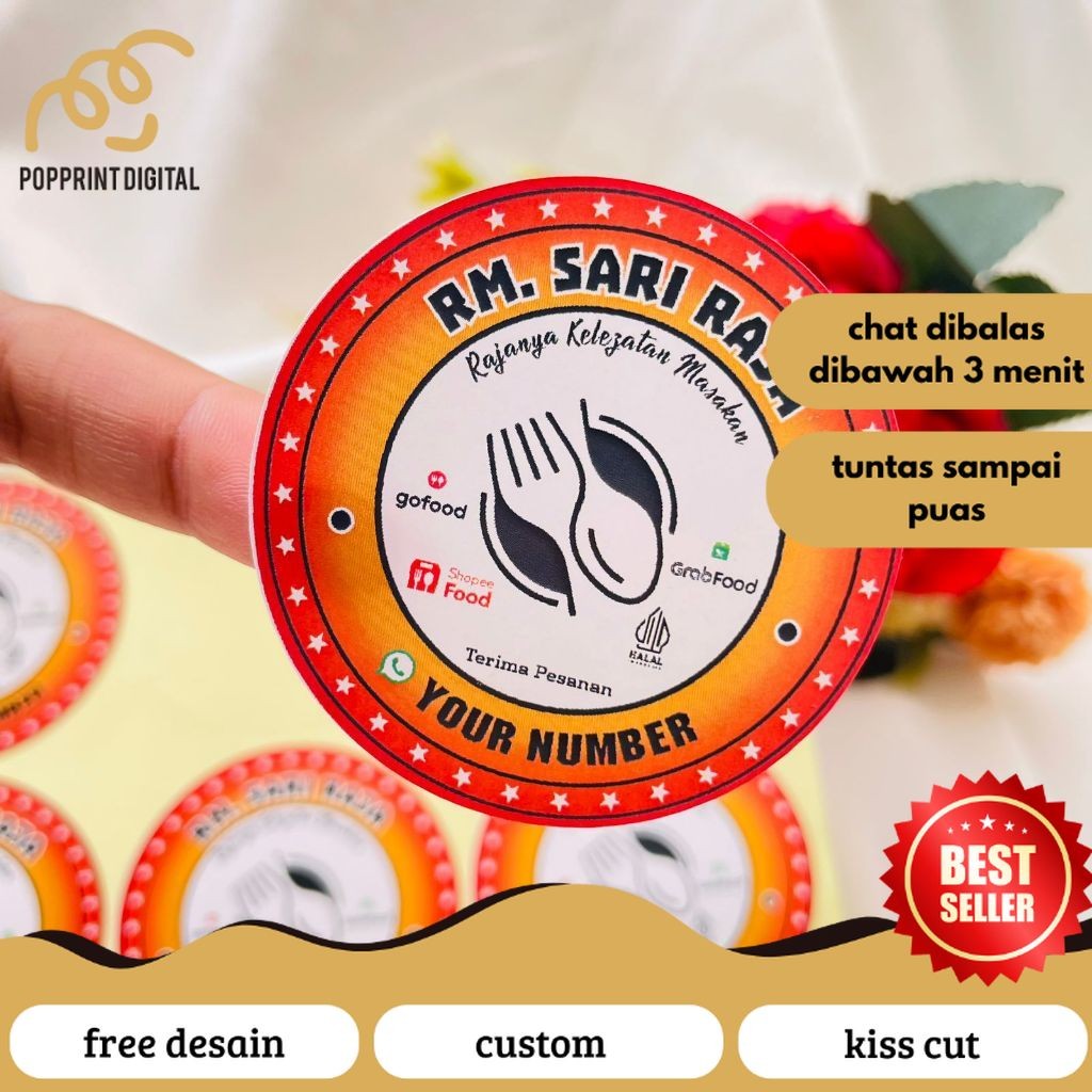 

PopPrints 2-4 Sticker Warung Nasi Warnas Label Logo Rumah Makan Stiker Restoran Box Dus Free Desain