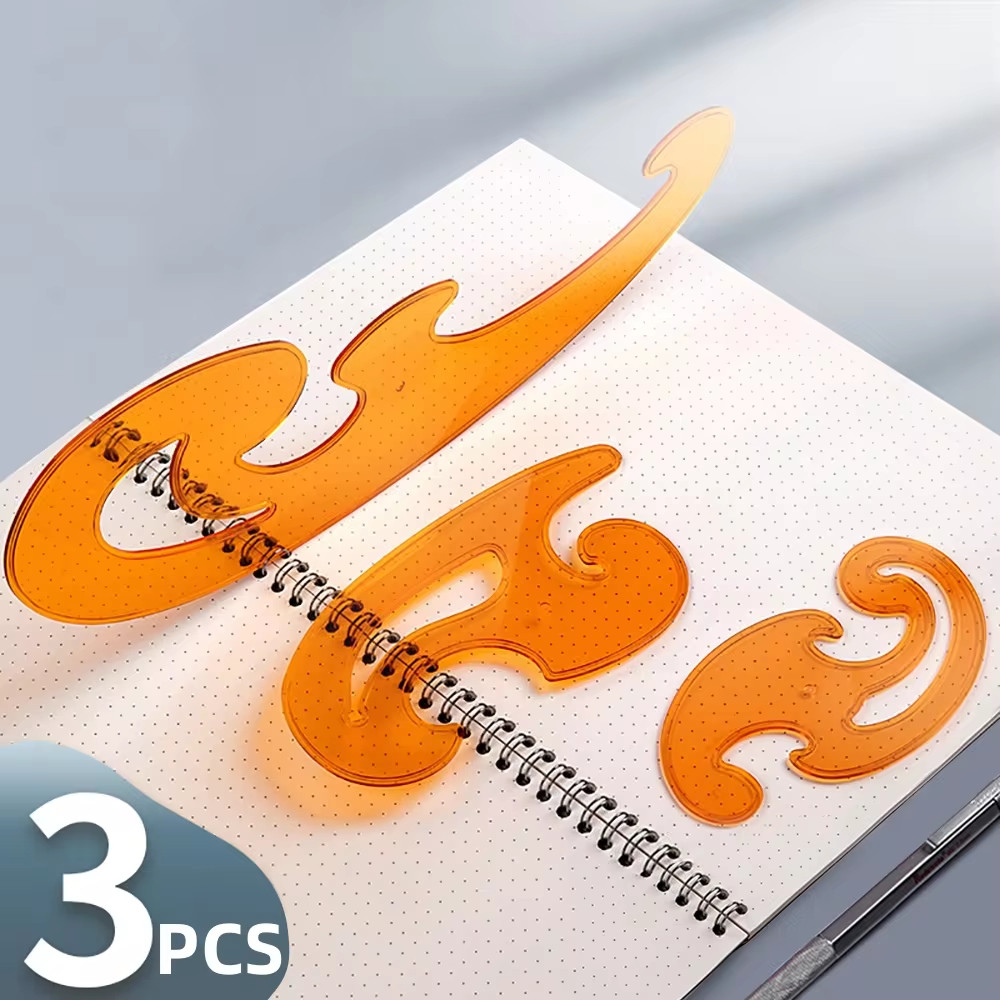 

3pcs Multifunctional French Curve Board Drawing Cloud Ruler Furniture Architect Template Drafting Ruler Template Measuring Ruler