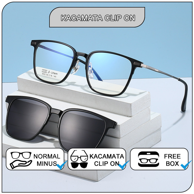 Viendo Kacamata Clip On Minus Wanita Pria Anti Blueray Bluecromic Photocromic Kaca Mata Optik