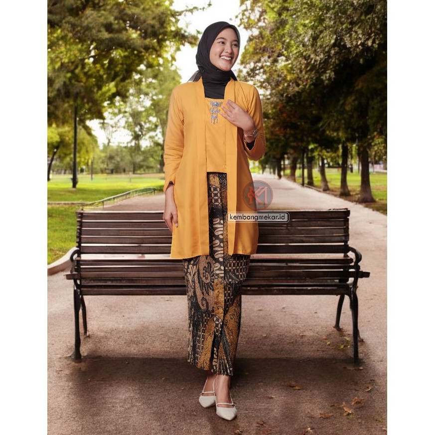 TERMURAH Setelan Tunik Rok Span Plisket /kebaya kutubaru tunik kk-1