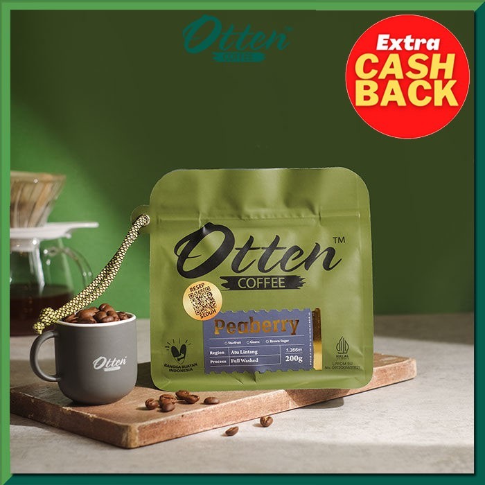 

TP Kopi Arabica Peaberry 200g - Biji / Bubuk Kopi - Otten - Medium Fine