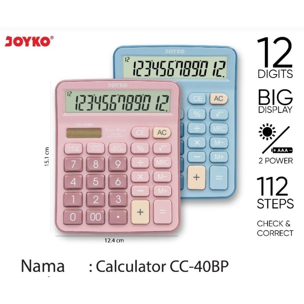 

JOYKO CC-40BP CHECK & CORRECT CALCULATOR - Kalkulator Meja Color PASTEL CC 40BP