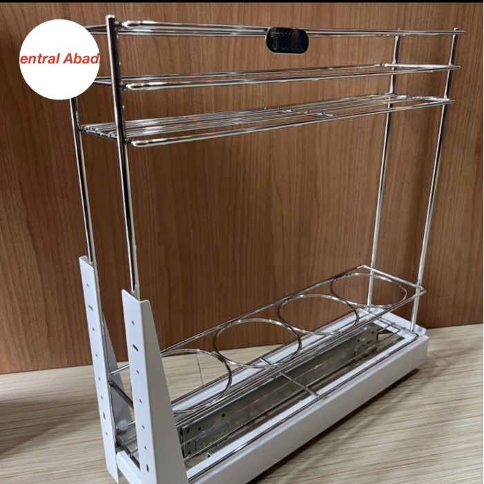 rak botol kitchen set tarik 15cm rak botol dan rel / rak bumbu stainle