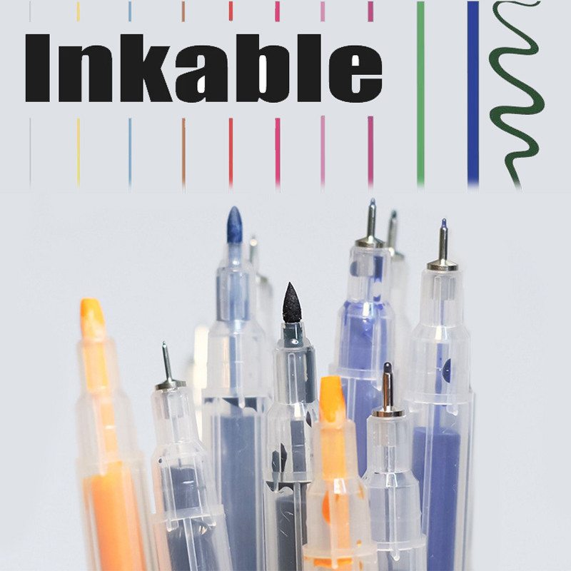 

Multi-Size Empty Refillable Fineliner Pen Drawing Markers Sketch Brush Fine Point Anime Lettering Pen Art Supplies Stationery