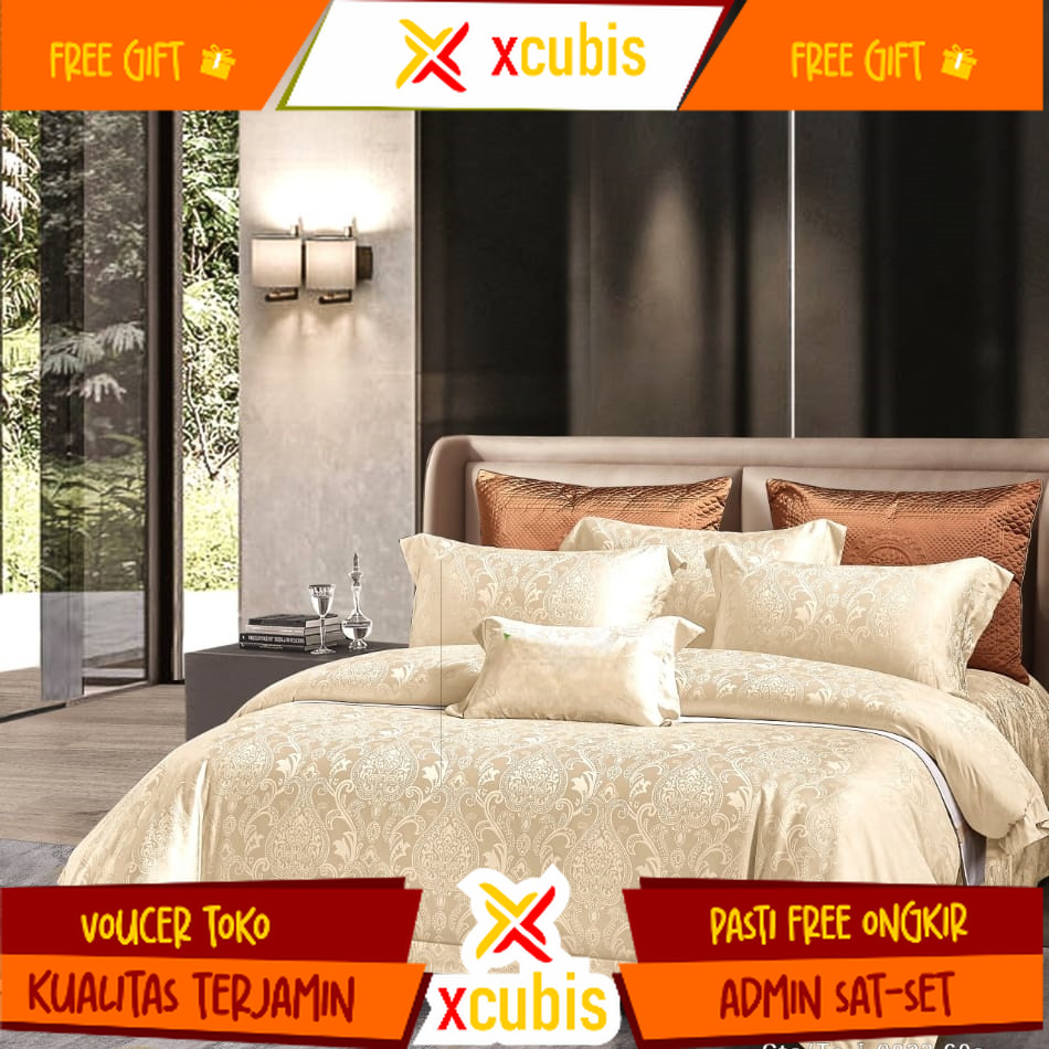 Bedcover Set Sprei Tencel80s Jacquard Sutra 80s Emboss Queen King koil 200x200 180x200 160x200