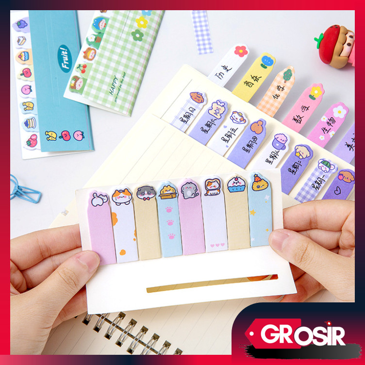 

Grosir - S6155 Sticky Notes Mini 8 in 1 / Notes Kertas Tempel Cute / Memo Sticky Motif Karakter / Penanda Buku Stationery Memo Pad