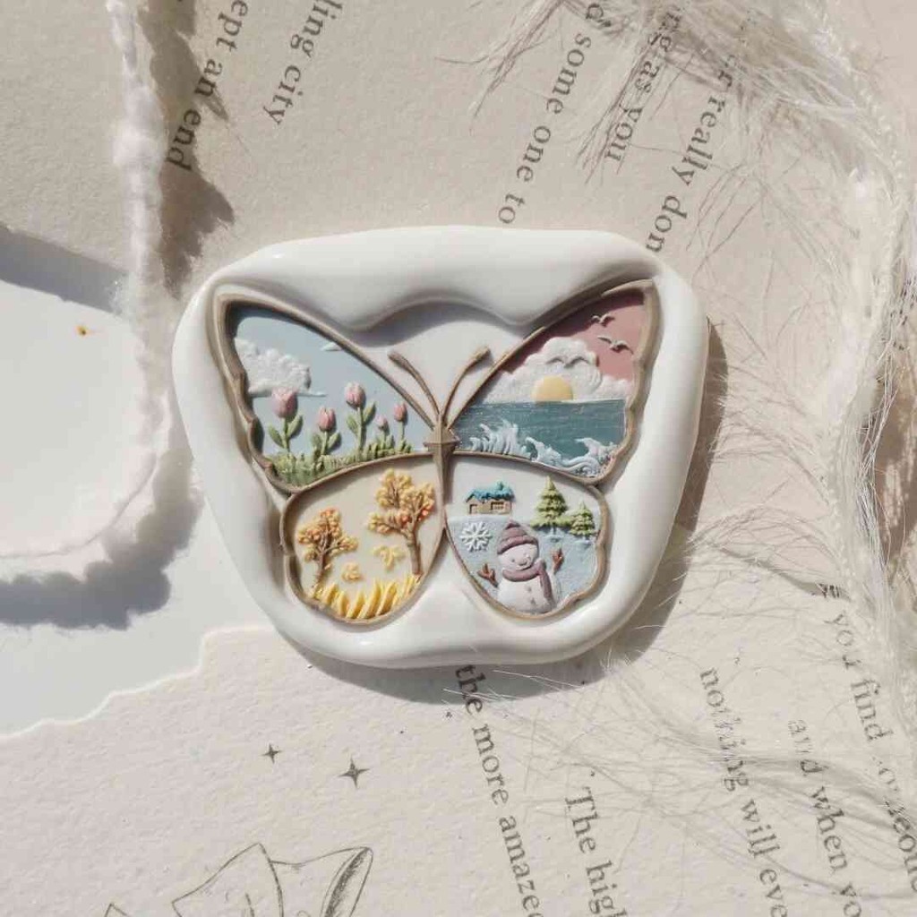 

Fire Seal Creative Stamp Fine Carved Butterfly Seal Head Tiled Copper Diy Large Seal Head Stamp Envelope Invitation Xmas Gift