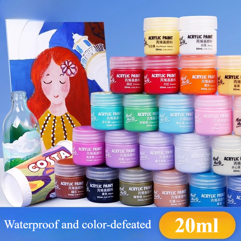 

12/24 Color 20ml Children's Acrylic Pigment Sun Protection Not Fade Easily for Glass Canvas Plastic Stone Wood Painting Graffiti