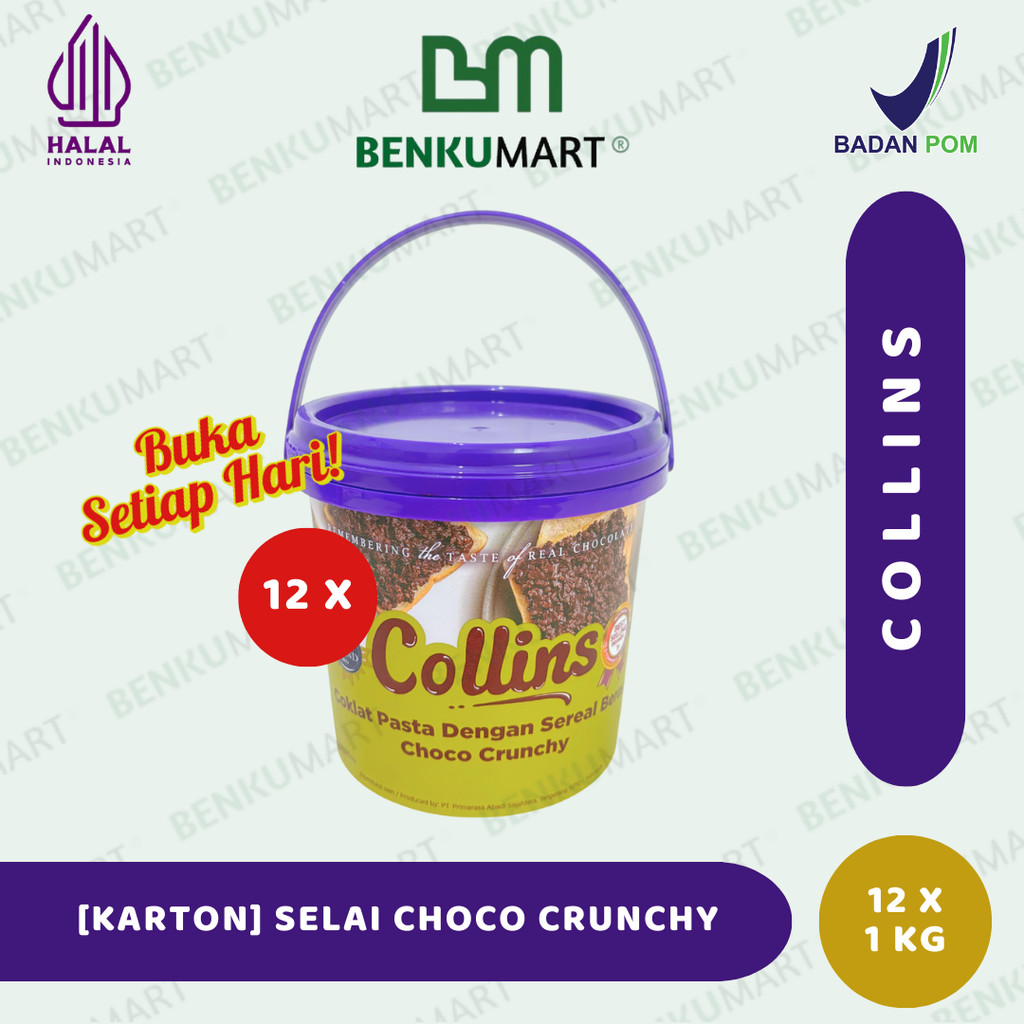 

[KARTON] Collins Choco Crunchy (12 x 1 KG) Coklat Chruncy | Selai Coklat | Pasta Chocolate | Selai Roti HALAL ISI 12