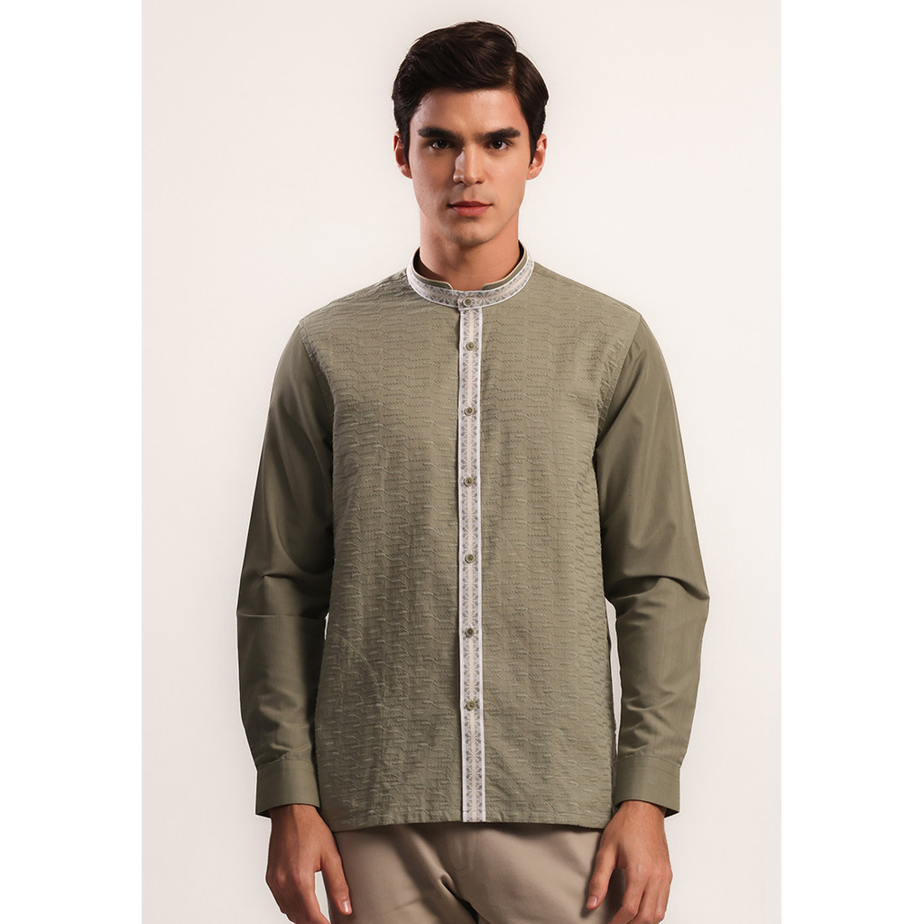 MOC - Kemeja Koko Lengan Panjang Pria Afreen - Olive