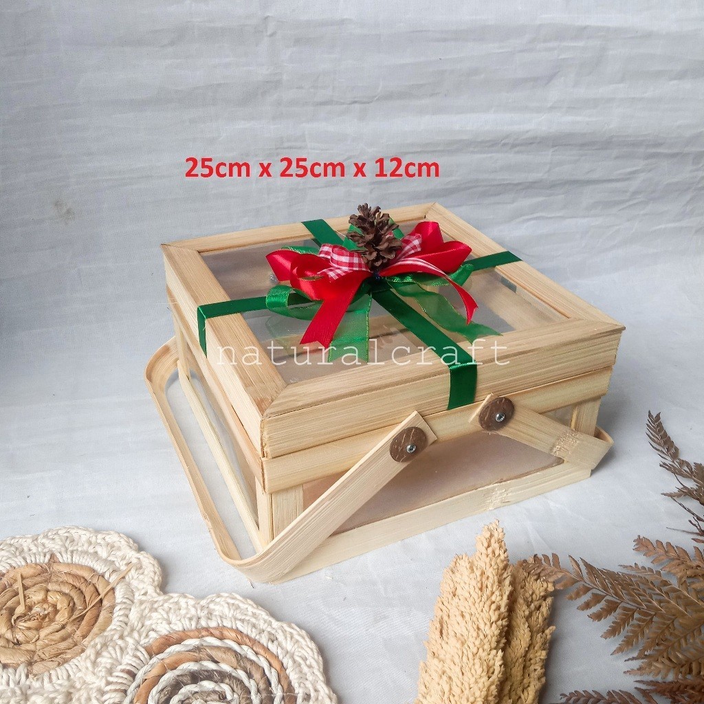

New product (B161) NATAL SERIES Keranjang Full Mika 25cm Pita Hampers Exclusive l Wadah Hampers l Parcel l Hadiah l Hantaran l Seserahanl Nikahan l Syukuran l Naturalcraft
