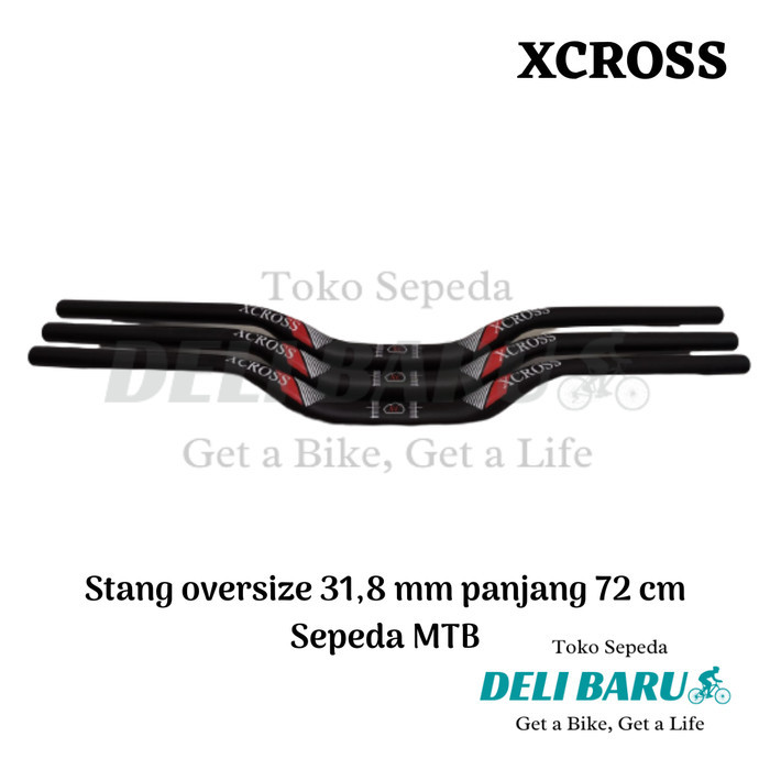 Stang xcross Handlebar X-cross sepeda MTB oversize 72 cm hitam