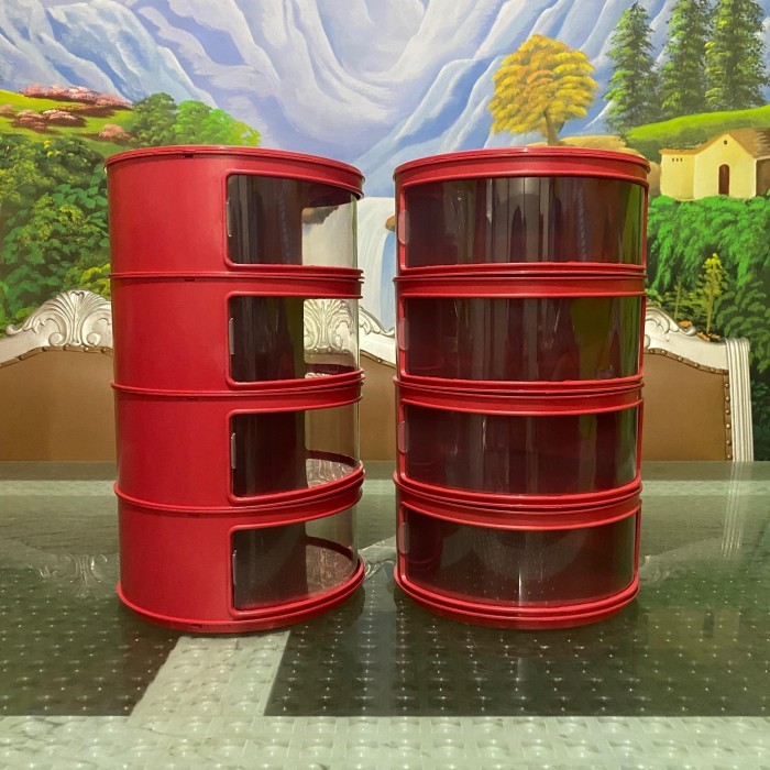 Tudung Saji 4 Susun Tempat Makanan Tingkat Kokoh Merah, Putih, Pink - Putih