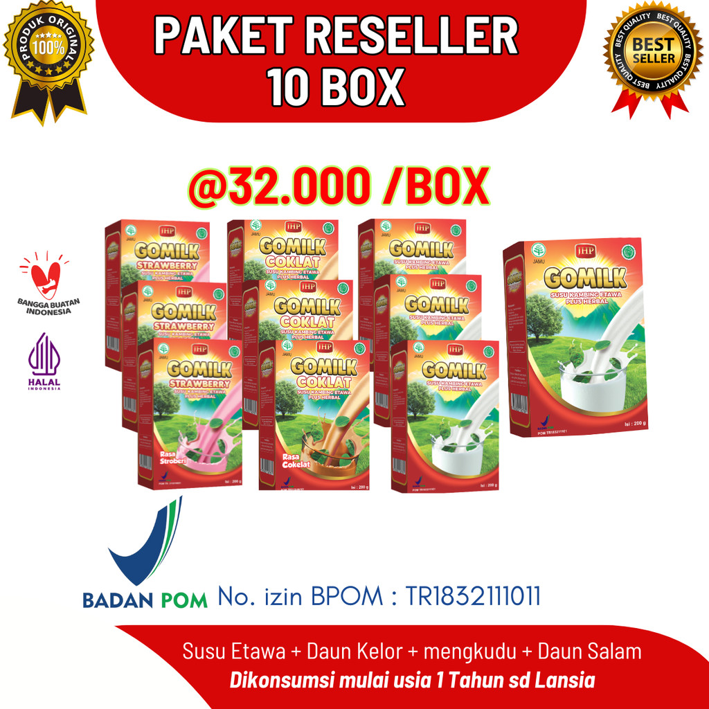 

[ PAKET RESELLER 10 BOX ] GOMILK Susu Kambing Etawa Plus Herbal