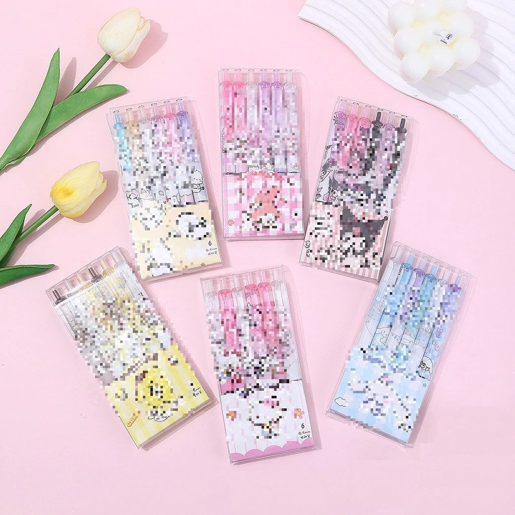 

MMD Pulpen Mekanik 0.5mm Set Isi 6 Pcs Motif Kartun Series Set Pena Gel 0.5mm Karakter Lucu Pulpen Gel 6IN1 Warna Hitam Bolpoint Tinta Gel Cair 6 Pcs Journaling Pen Alat Tulis