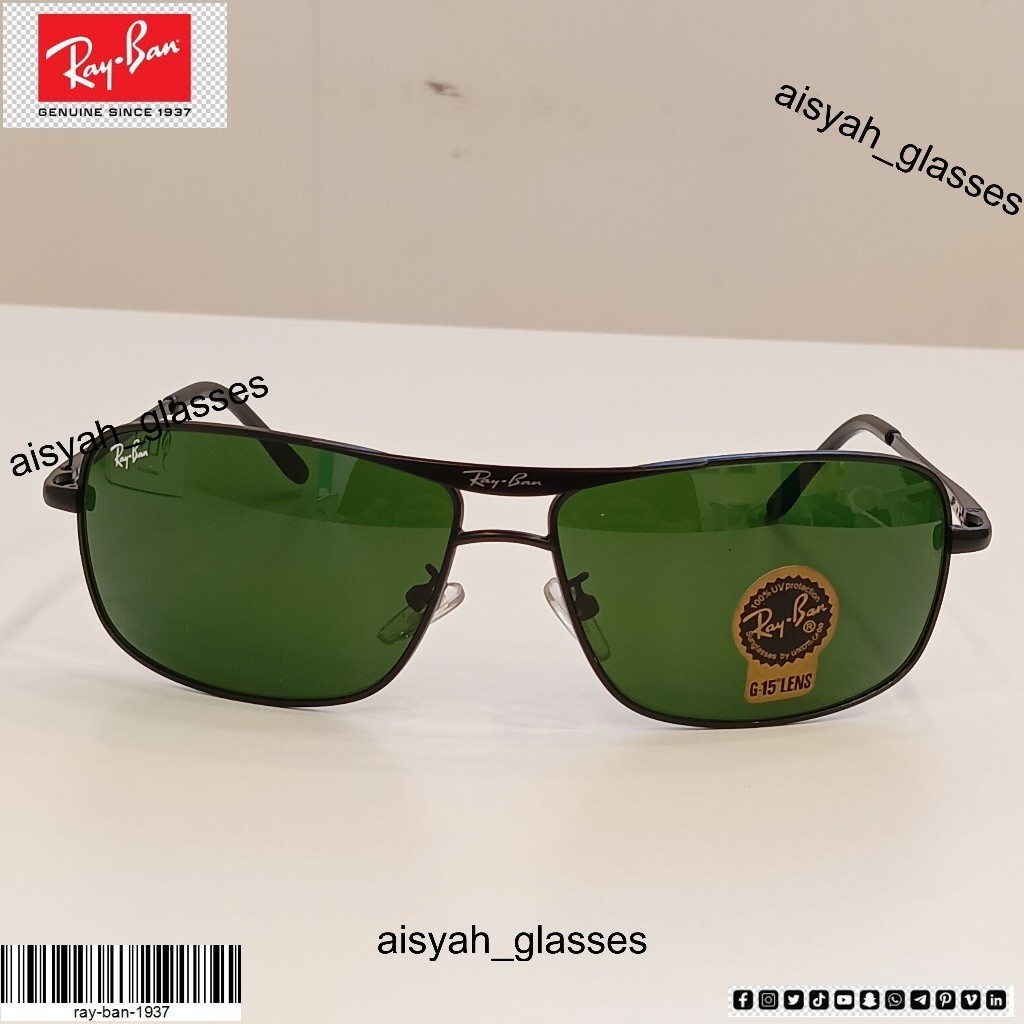 (COD) KACAMATA RBN RB8013 E 67-13 128 frame silve kaca hijau size (67) BIG SIZE