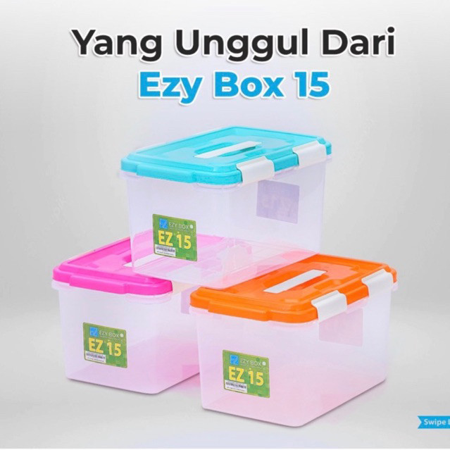 Box Container Plastik Ezy Cb 15 Liter Kontainer box murah Transparan Kotak Penyimpanan Barang Serbag