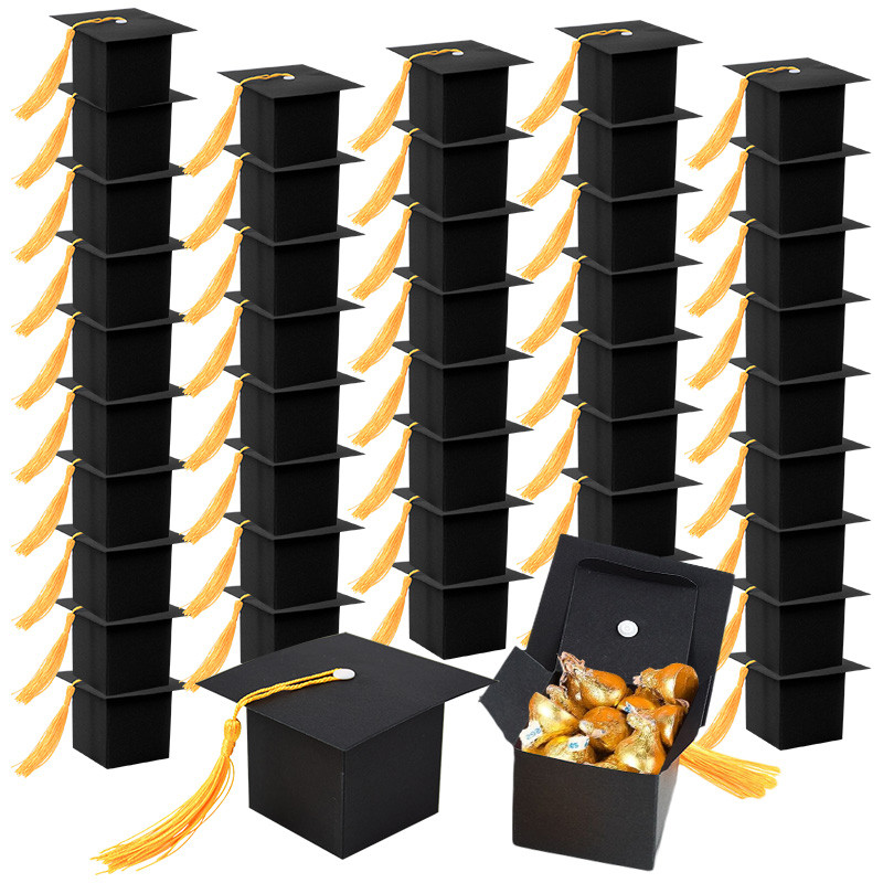 

10/20/30Pcs Graduation Cap Gift Box Candy Chocolate Packaging Boxes Bags 2025 Graduation Party Decoration Favors Supplies Grad