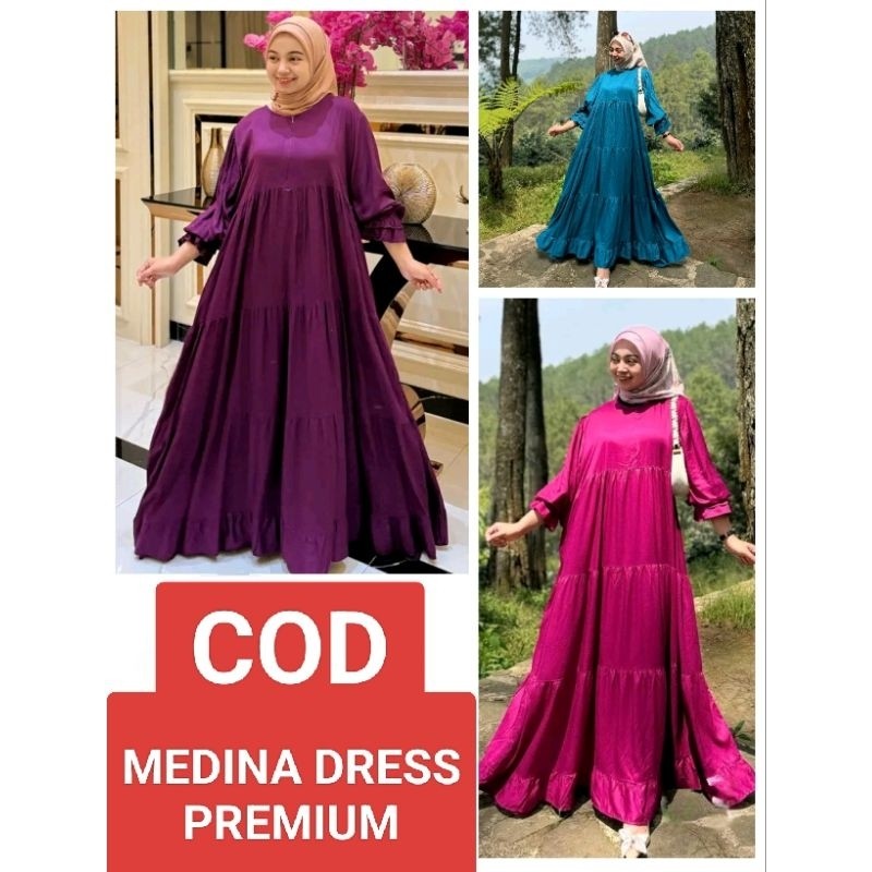 [[COD]] GAMIS MEDINA RAYON TWILL KEKINIAN LD 120 || MEDINA DRESS RAYON POLOS TEBAL JUMBO